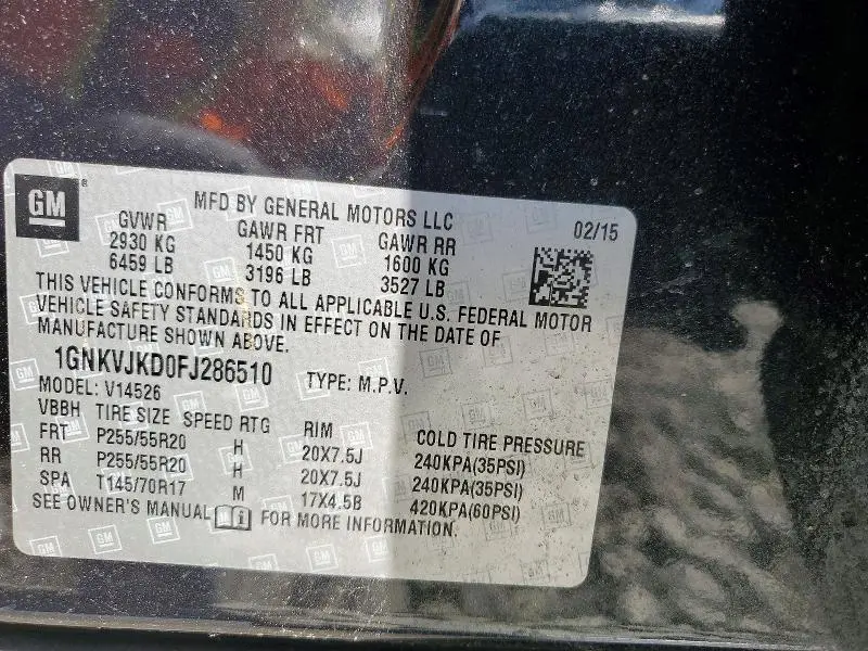 2015 CHEVROLET TRAVERSE LTZ  