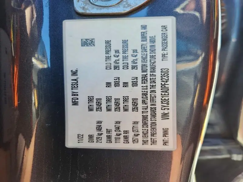 2023 TESLA MODEL 3   