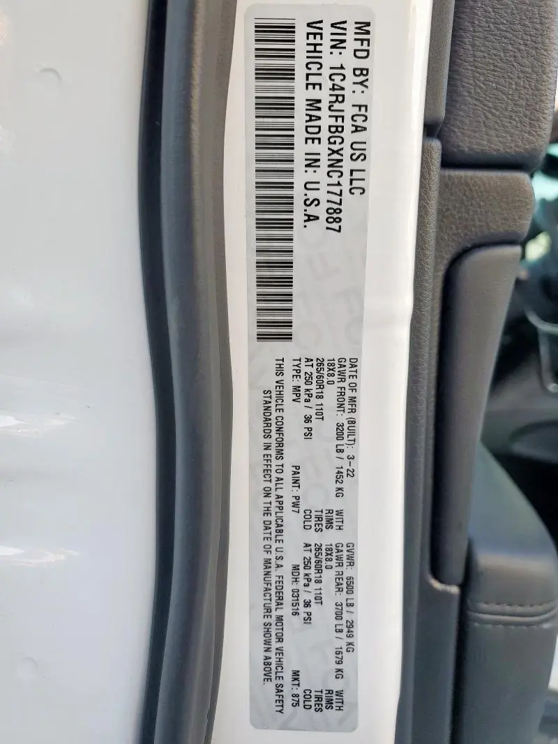 2022 JEEP GRAND CHEROKEE LIMITED  