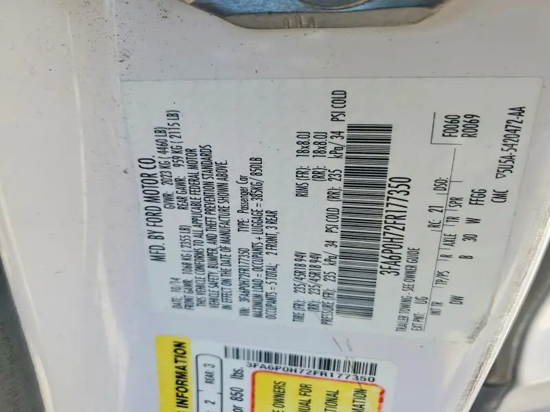 2015 FORD FUSION SE  