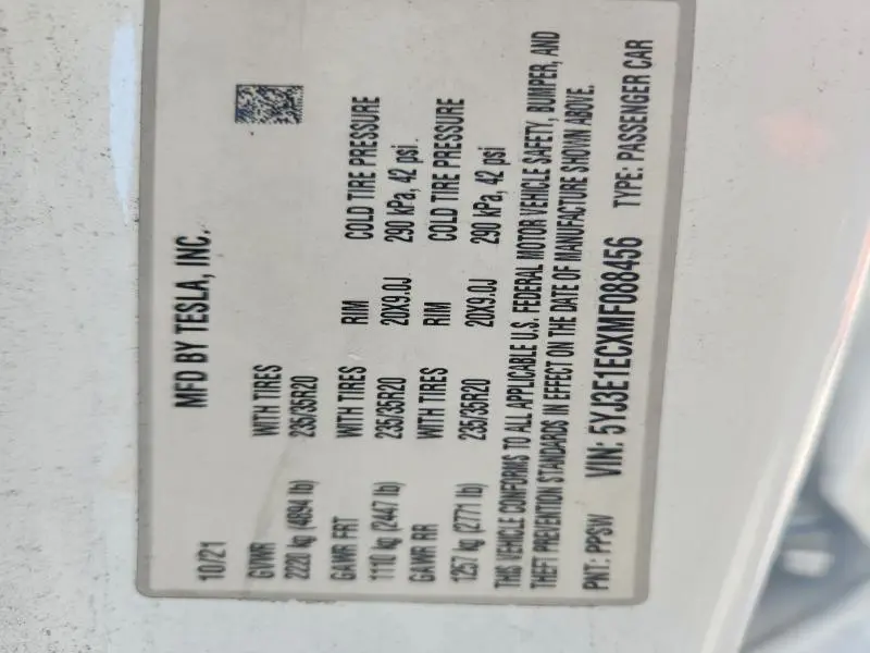 2021 TESLA MODEL 3   