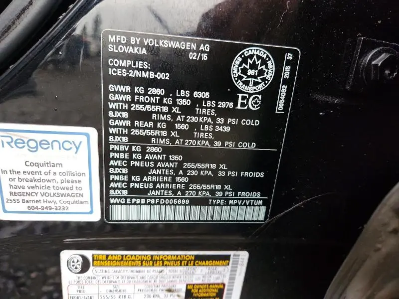 2015 VOLKSWAGEN TOUAREG V6 TDI  