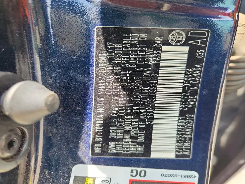 2018 TOYOTA COROLLA LE  