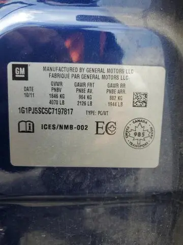 2012 CHEVROLET CRUZE ECO  