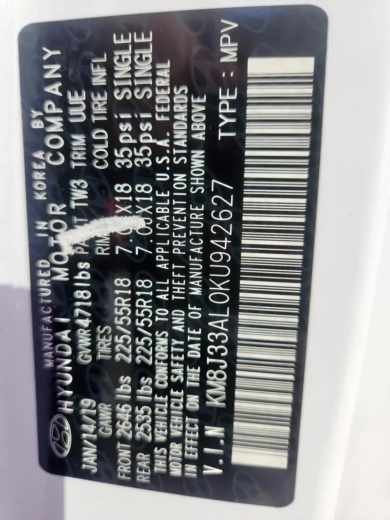 2019 HYUNDAI TUCSON LIMITED  