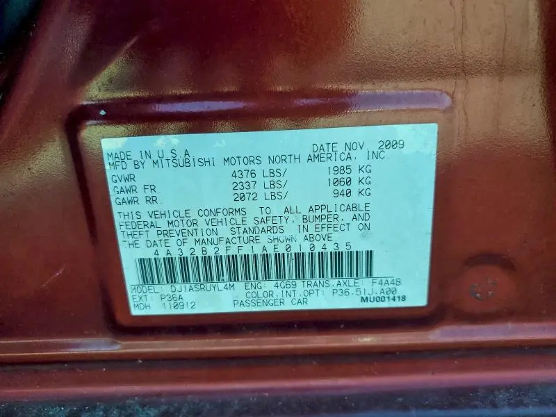 2010 MITSUBISHI GALANT FE  