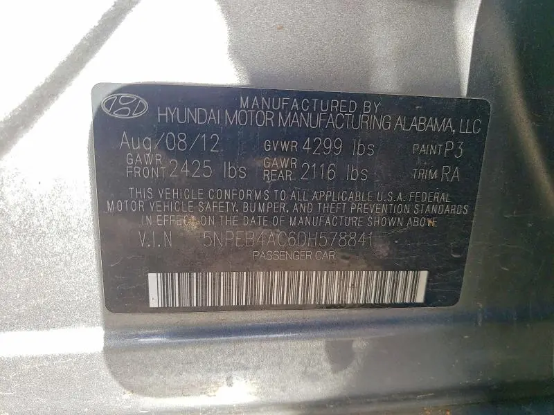 2013 HYUNDAI SONATA GLS  