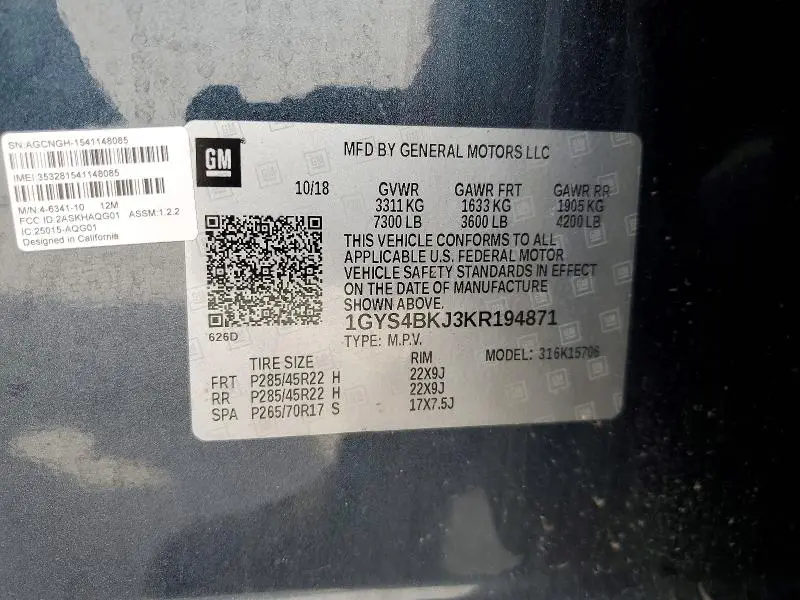 2019 CADILLAC ESCALADE LUXURY  