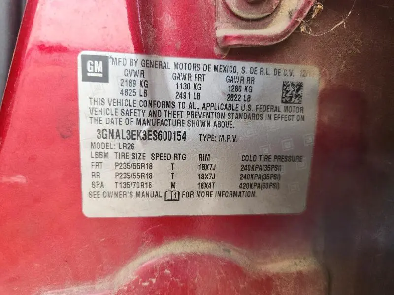 2014 CHEVROLET CAPTIVA LT  