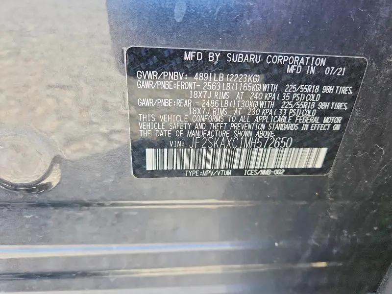 2021 SUBARU FORESTER TOURING  