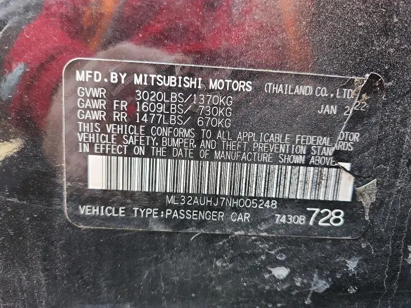 2022 MITSUBISHI MIRAGE ES  