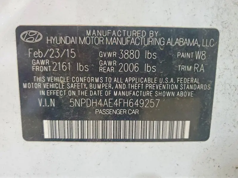2015 HYUNDAI ELANTRA   