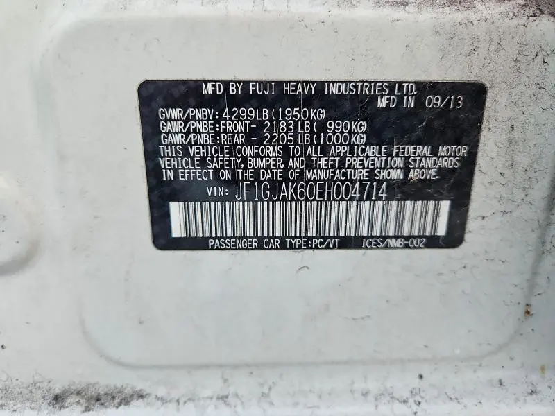 2014 SUBARU IMPREZA LIMITED  