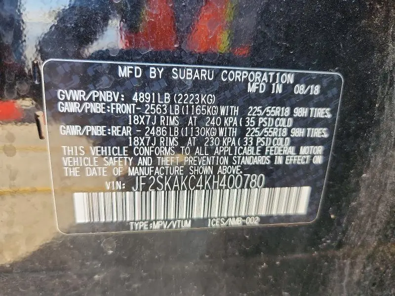 2019 SUBARU FORESTER SPORT  