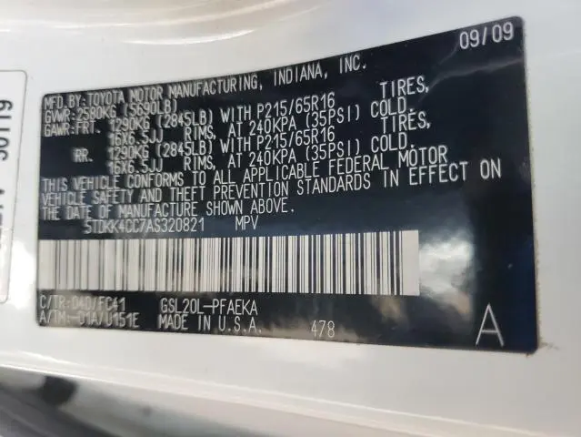 2010 TOYOTA SIENNA CE  