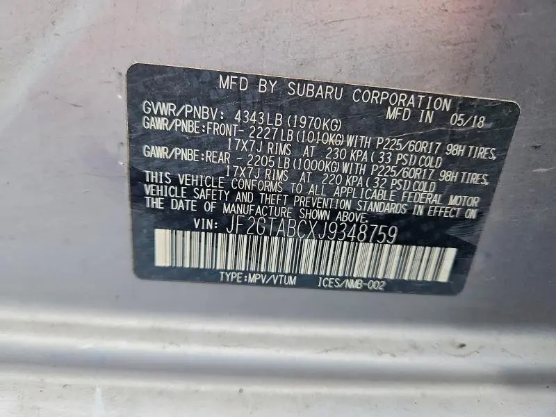 2018 SUBARU CROSSTREK PREMIUM  