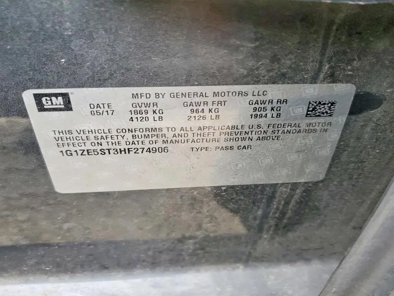 2017 CHEVROLET MALIBU LT  
