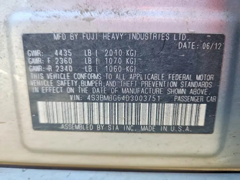 2013 SUBARU LEGACY 2.5I PREMIUM  