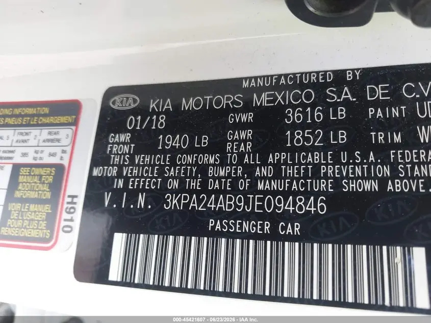 2018 KIA RIO S
