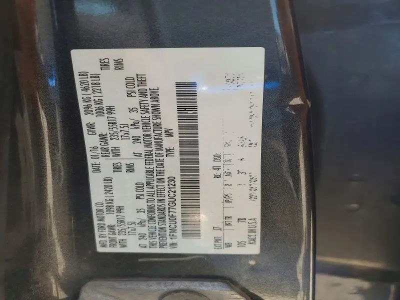 2016 FORD ESCAPE S  