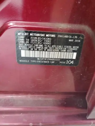 2017 MITSUBISHI MIRAGE G4 ES  