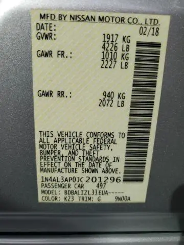 2018 NISSAN ALTIMA 2.5  