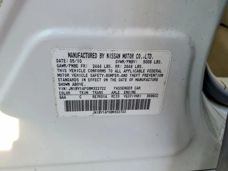 2011 INFINITI M37 BASE  