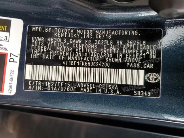 2017 TOYOTA CAMRY LE  