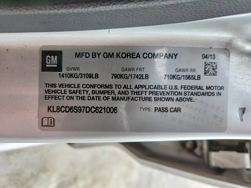 2013 CHEVROLET SPARK 1LT  