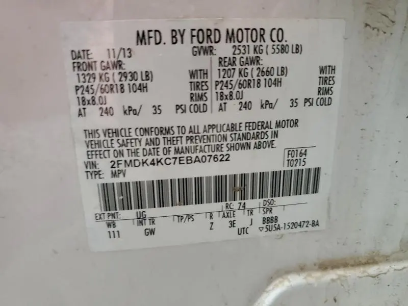 2014 FORD EDGE LIMITED  