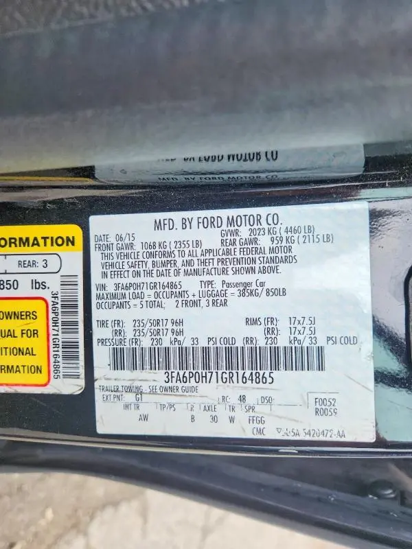 2016 FORD FUSION SE  
