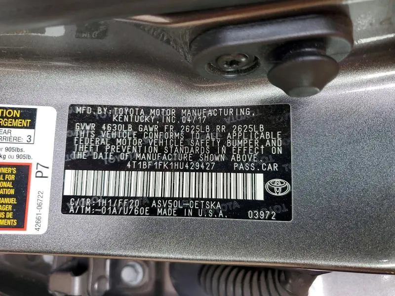 2017 TOYOTA CAMRY SE  