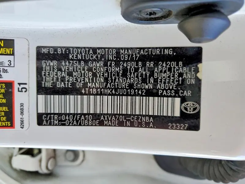 2018 TOYOTA CAMRY LE  