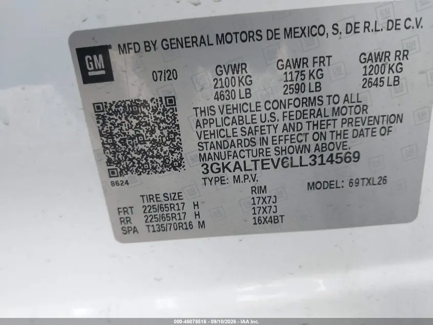 2020 GMC TERRAIN AWD SLE