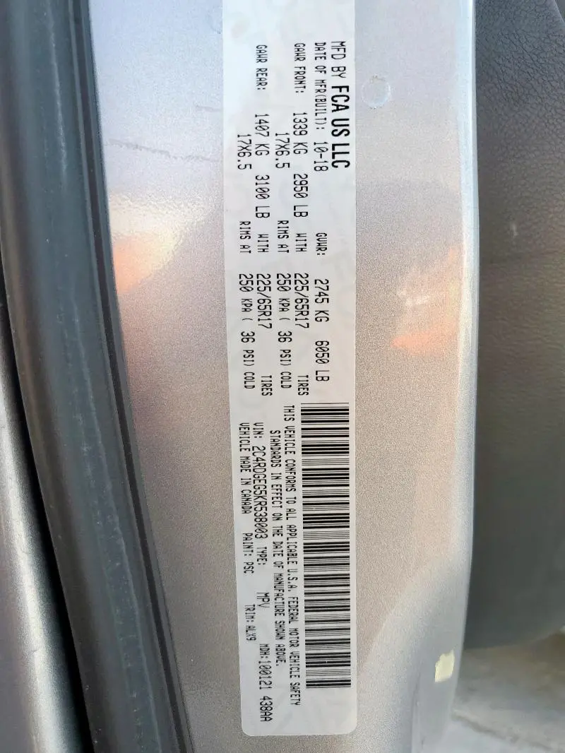 2019 DODGE GRAND CARAVAN GT  