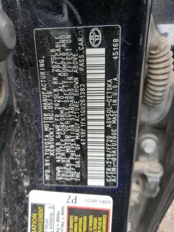 2016 TOYOTA CAMRY LE  