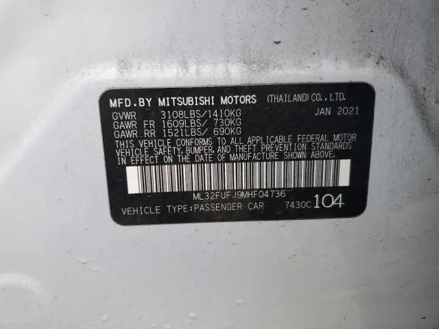 2021 MITSUBISHI MIRAGE G4 ES  