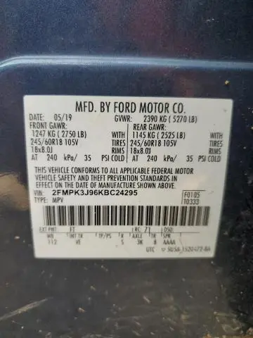 2019 FORD EDGE SEL  