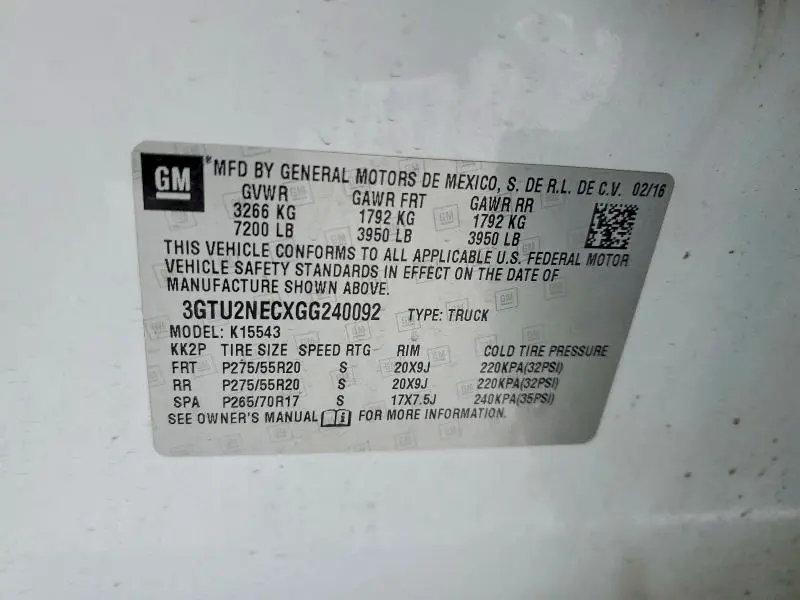 2016 GMC SIERRA K1500 SLT  