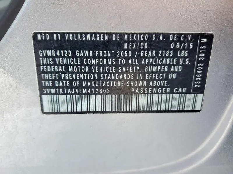 2015 VOLKSWAGEN JETTA BASE  