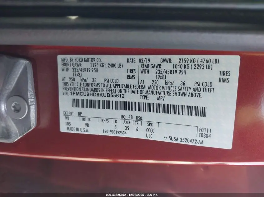 2019 FORD ESCAPE SEL