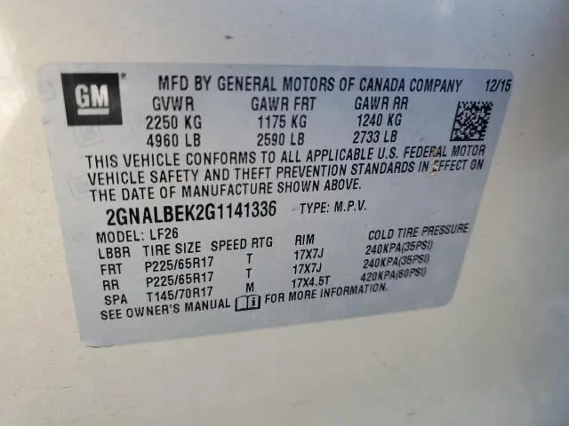 2016 CHEVROLET EQUINOX LS  