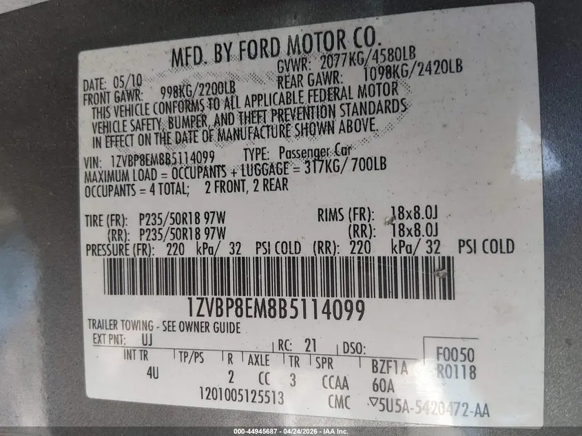 2011 FORD MUSTANG V6 PREMIUM