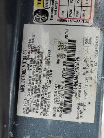 2012 FORD FUSION SEL  