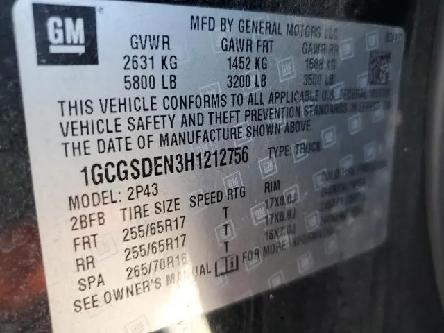 2017 CHEVROLET COLORADO Z71  