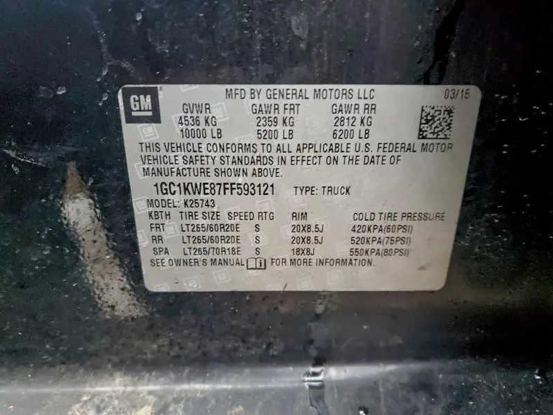 2015 CHEVROLET SILVERADO K2500 HEAVY DUTY LTZ  