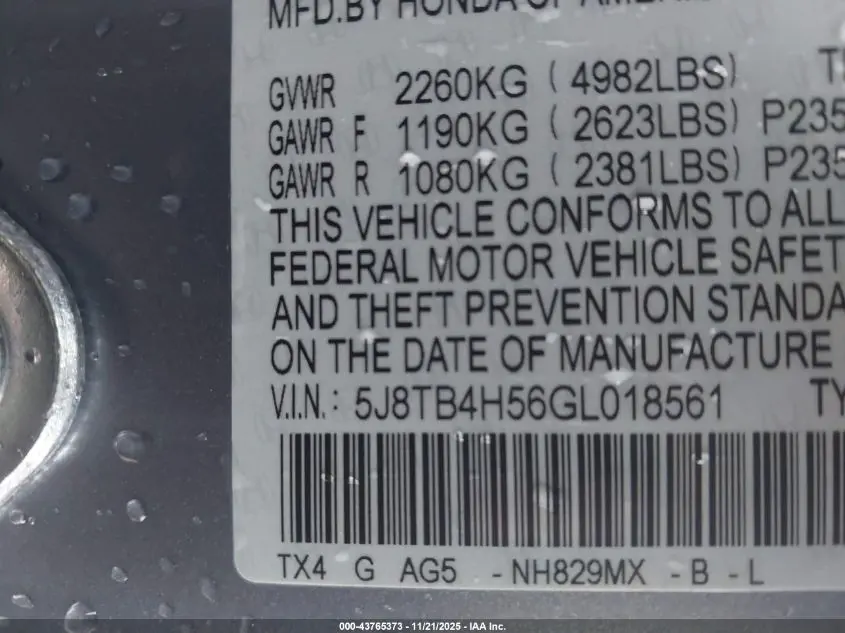 2016 ACURA RDX TECHNOLOGY   ACURAWATCH PLUS PACKAGES/TECHNOLOGY PACKAGE