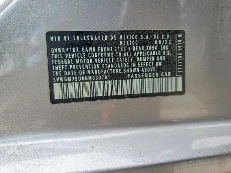 2022 VOLKSWAGEN JETTA SEL  