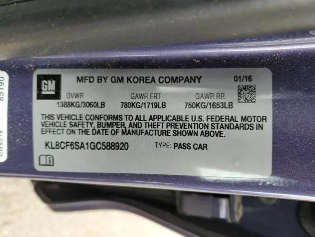 2016 CHEVROLET SPARK 2LT  