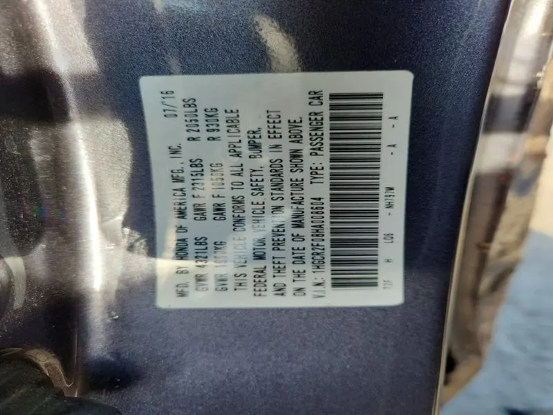 2017 HONDA ACCORD EX  
